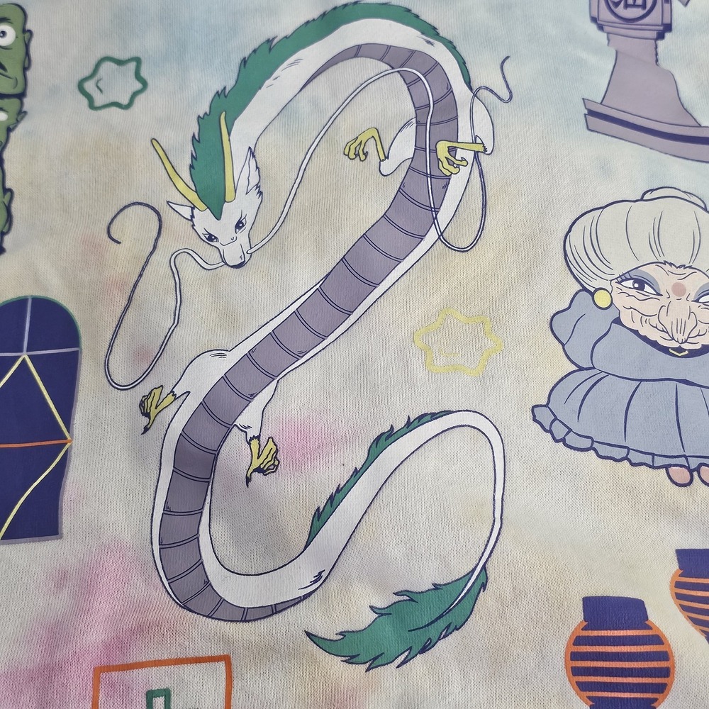 Hayao Miyazaki's Spirited Away Studio Ghibli Tie Dye Hoodie Sweatshirt Medium - Picture 6 of 12